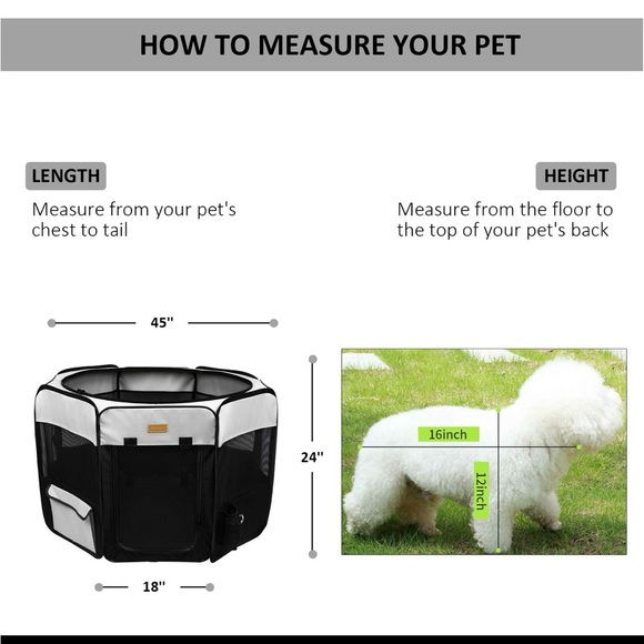 Portable Pet Playpen Foldable Exercise Play Pen Tent Kennel Removable Mesh Cover - Picture 3 of 7